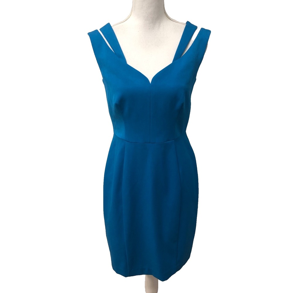 Black Halo Sheath Dress Womens Small Blue Strappy Sleeveless Going Out Party